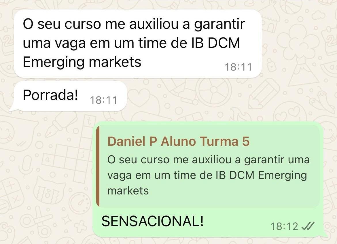 Print de depoimento de aluno sobre vaga em IB DCM
