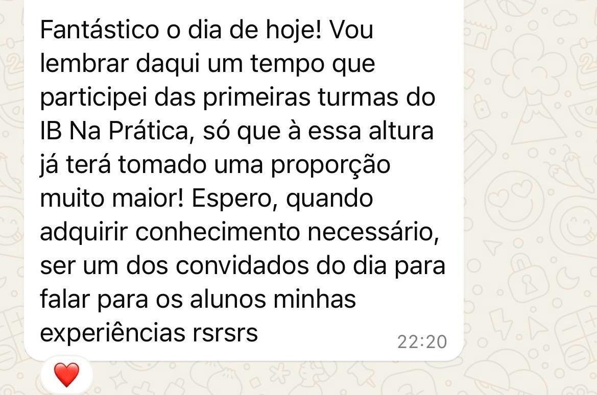 Print de depoimento de aluno sobre aulas de Investment Banking