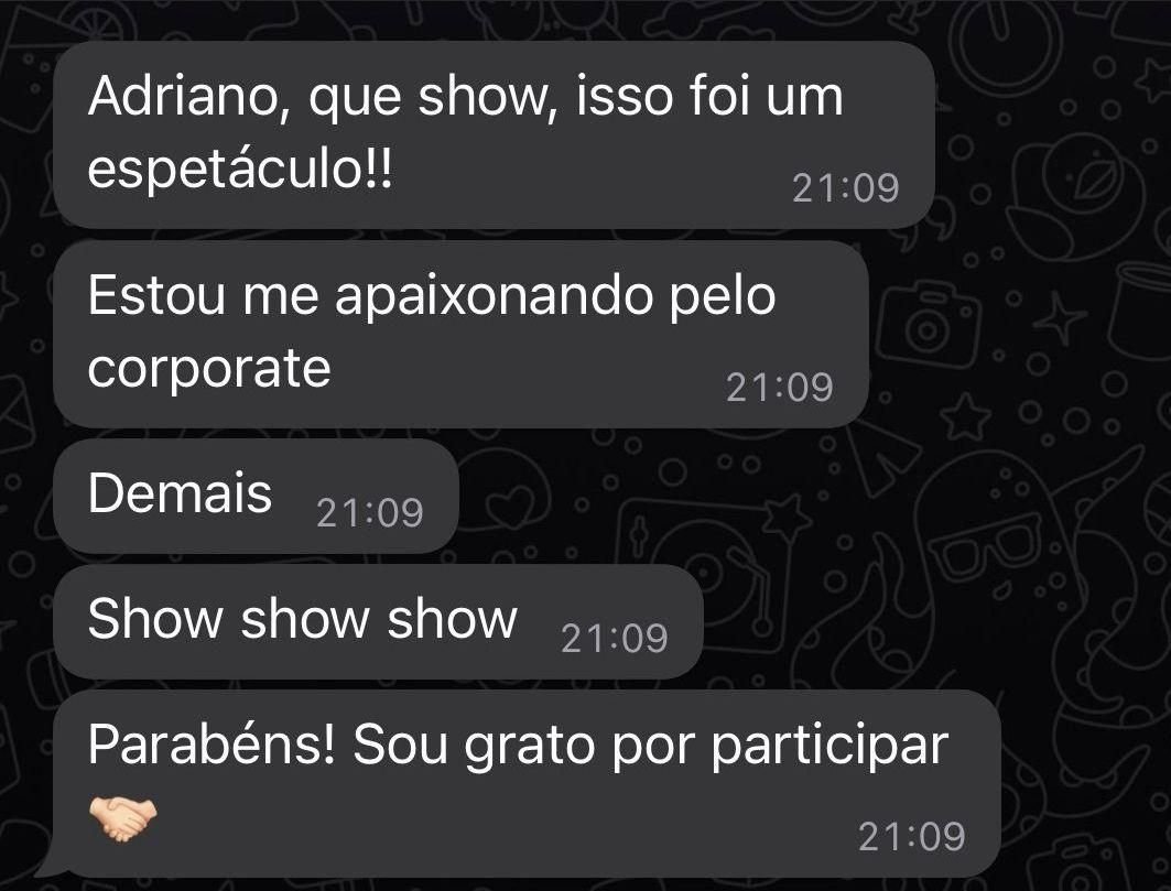 Print de feedback de aluno sobre o treinamento