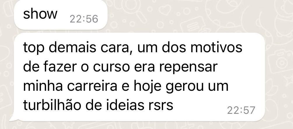 Print de feedback de aluno sobre aulas ao vivo